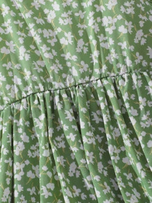 Girls Ditsy Floral Cami Dress - Green - View 4