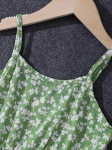 Girls Ditsy Floral Cami Dress - Green - View 5