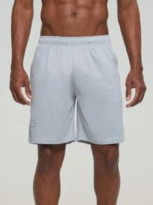 G Gradual Men Geo Print Zip Pocket Drawstring Waist Sports Shorts - Light Grey - View 1