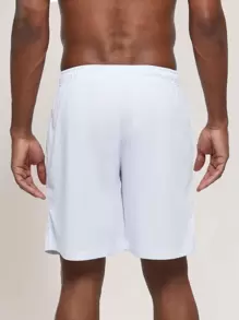 G Gradual Men Gym Shorts Graphic Print Drawstring Waist Zipper Pocket Sports Shorts White Shorts Jogger Shorts Drawstring Shorts - White - View 2