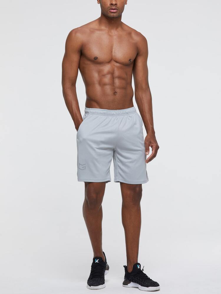 G Gradual Hombres Shorts deportivos con estampado geométrico con bolsillo con cremallera de cintura con cordón - Gris Claro - Añade 6