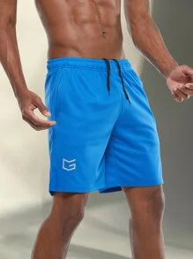 G Gradual Men Graphic Print Zipper Pocket Sports Shorts - Blue - View 3