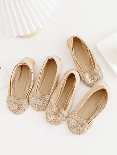 5pairs Contrast Lace Invisible Socks