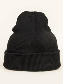 1 Mũ len beanie màu trơn dành cho nữ, thời trang và đa năng cho trang phục thường ngày, đi làm, mua sắm vào mùa thu/đông - màu đen - Xem 2