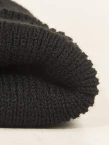 1 Mũ len beanie màu trơn dành cho nữ, thời trang và đa năng cho trang phục thường ngày, đi làm, mua sắm vào mùa thu/đông - màu đen - Xem 3