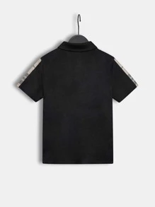 SHEIN 男孩格紋和鹿角圖案POLO衫