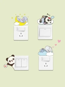 8pcs Cartoon Graphic Switch Outlet Wall Sticker, Cute PVC Waterproof Wall Switch Sticker For Home Decor - Multicolor - View 3