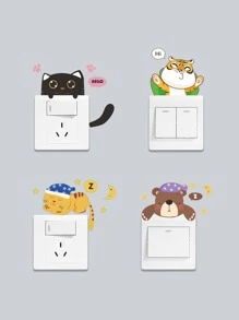 8pcs Cartoon Graphic Switch Outlet Wall Sticker, Cute PVC Waterproof Wall Switch Sticker For Home Decor - Multicolor - View 6