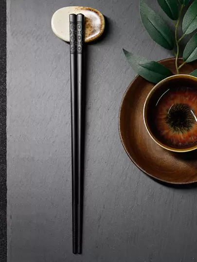 2 piezas Palillos de unicolor, palillos modernos de PET negro para la mesa, la cocina, regalo de Navidad, útiles escolares