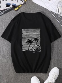 Manfinity RSRT Tops Nam Nhiệt đới Kỳ nghỉ - màu đen - Xem 2