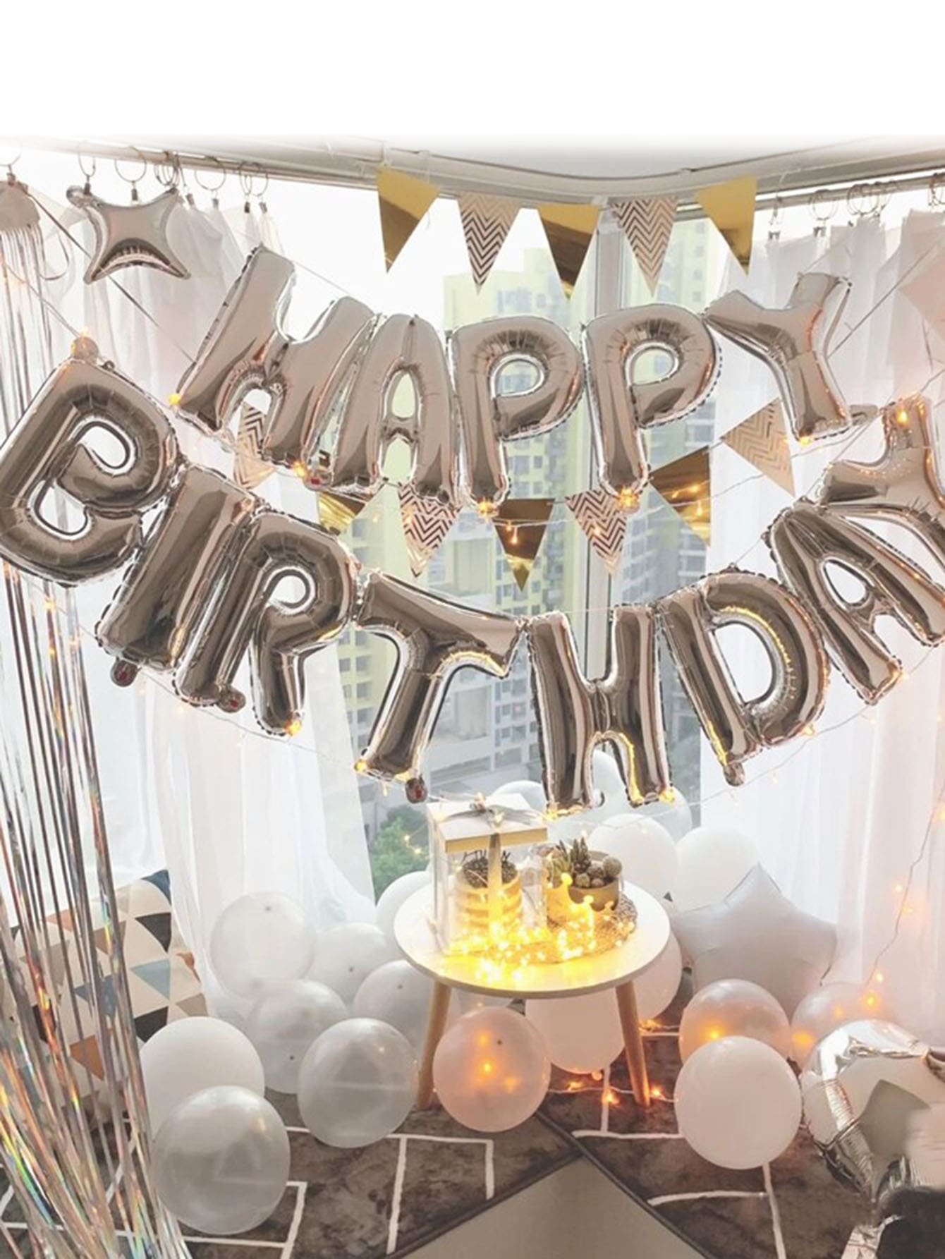 16英寸金屬質感生日小氣球 - 銀色 - 查看 1