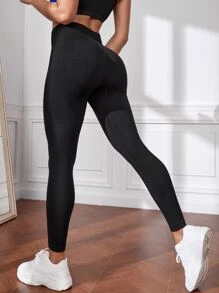 SHEIN Sport Studio Workout Leggings Seamless Medium-Impact Wide Waistband Running Tights Spandex