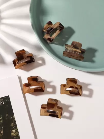 3pcs Minix Leopard Print Hair Clips, 1 Inch Square Small Hair Claws Fall Winter Claw Clip Hair Accessories For Women For Vacation Outfits Woman