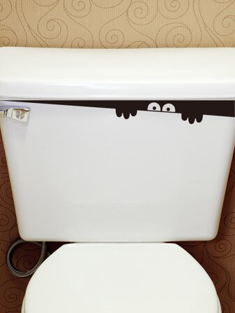 Cartoon Graphic Toilet Lid Decal, Black Cute Closestool Sticker For Home Decor, Stickers, Wall Decal, Vinyl Decal For Home Decorations, Spring Decoration Items Refresh Your Home, Festival Decoration Stickers Gifts Birthday Graduation