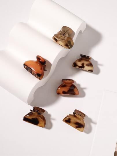 6pcs Tortoiseshell Pattern Hair Claw Boho Leopard Print Claw Clips Hair Clips Hair Jaw Clip Hair Clamps Hair Clutch Hair Catcher Clip, School Stuff, College Fall Winter Hair Accessories For Women For Vacation Outfits Woman