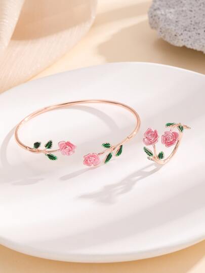 2pcs Flower Decor Jewelry Set Valentines,Mom,Mother,Mother's Day,Gift