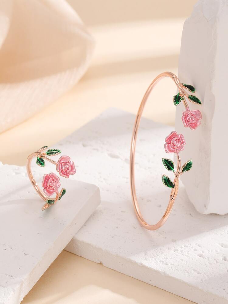 2pcs Flower Decor Jewelry Set Valentines,Mom,Mother,Mother's Day,Gift