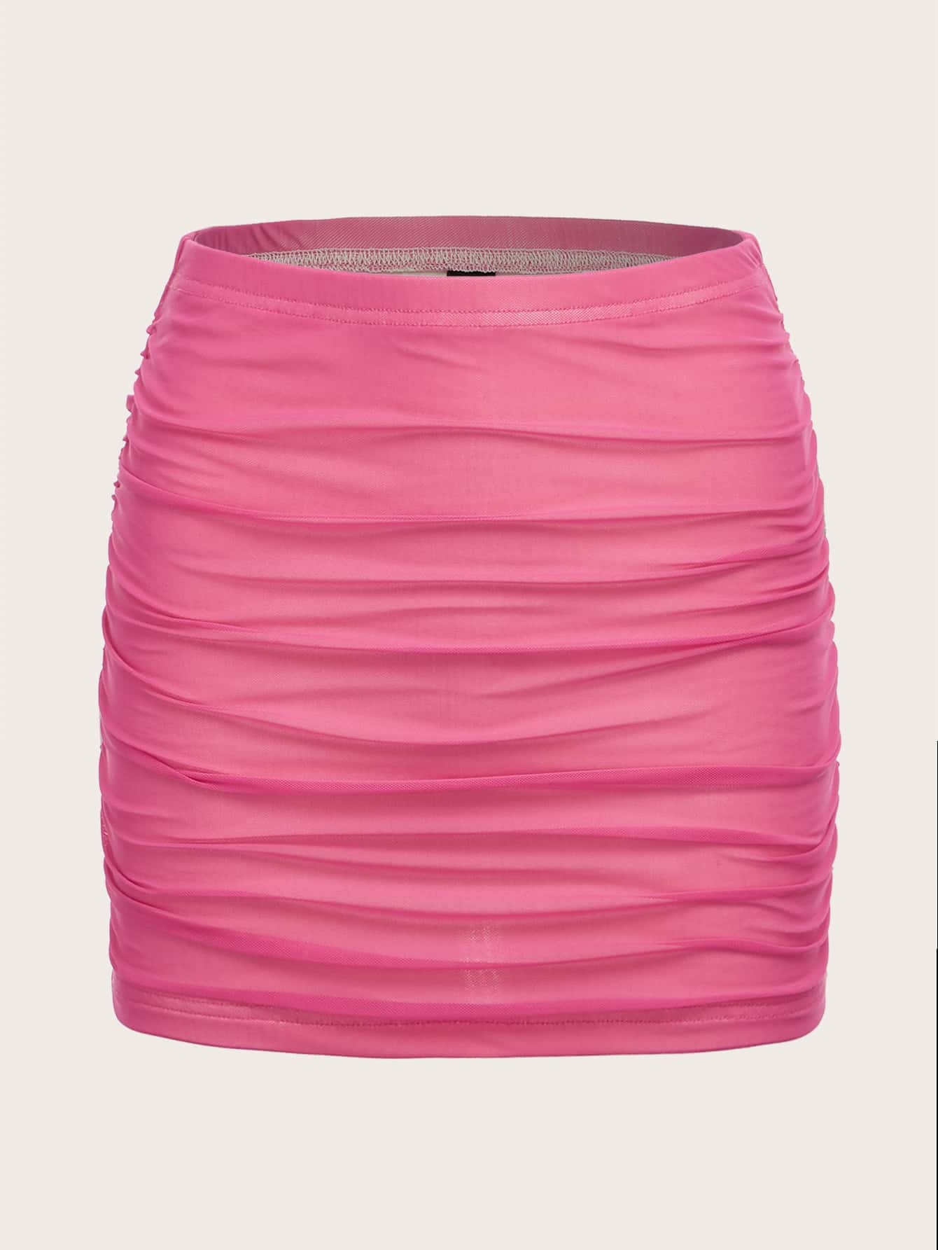 SHEIN ICON Dopamine Dressing Ruched Mesh Bodycon Skirt