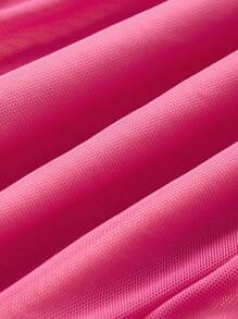 SHEIN ICON Dopamine Dressing Ruched Mesh Bodycon Skirt