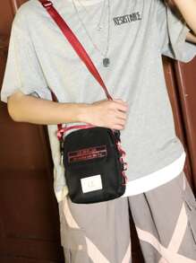 LESHAJIA Mini Men Letter Graphic Square Bag,Y2k,Fathers Day Gifts - Black - View 1
