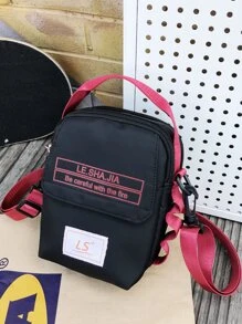 LESHAJIA Mini Men Letter Graphic Square Bag,Y2k,Fathers Day Gifts - Black - View 5