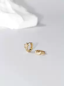 Vòng khuyên tai Khối Zirconia  Trang trí Sao & Mặt trăng - Vàng - Xem 1