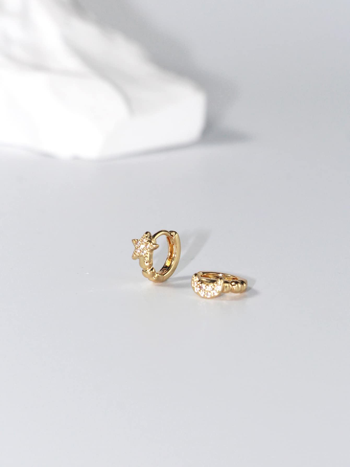 Vòng khuyên tai Khối Zirconia  Trang trí Sao & Mặt trăng - Vàng - Xem 1