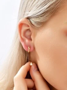 Vòng khuyên tai Khối Zirconia  Trang trí Sao & Mặt trăng - Vàng - Xem 2