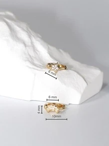 Vòng khuyên tai Khối Zirconia  Trang trí Sao & Mặt trăng - Vàng - Xem 4