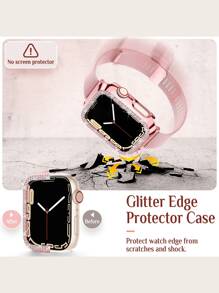 con diseño de diamante de imitación Funda & magnético Correa de reloj compatible con Apple Watch - Rosa - Ver 5