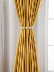 Plain Color Single Panel Curtain - Yellow - View 8