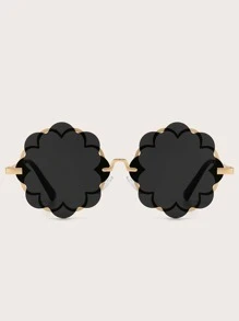 1 副青少年花卉图案时尚眼镜 - 黑色 - 查看 1