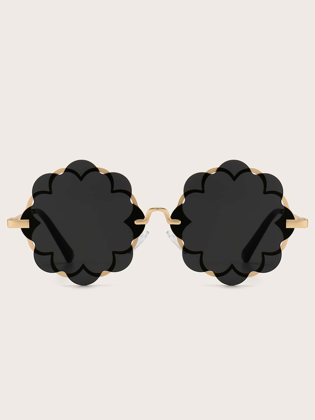 1 副青少年花卉图案时尚眼镜 - 黑色 - 查看 1