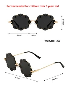 1 副青少年花卉图案时尚眼镜 - 黑色 - 查看 3