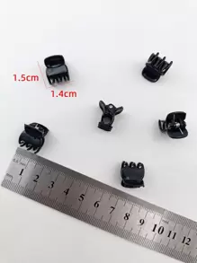 20入女款純色1.5cm塑膠髮夾，適合日常休閒夏季使用，女性髮飾 - 黑色 - 查看 5