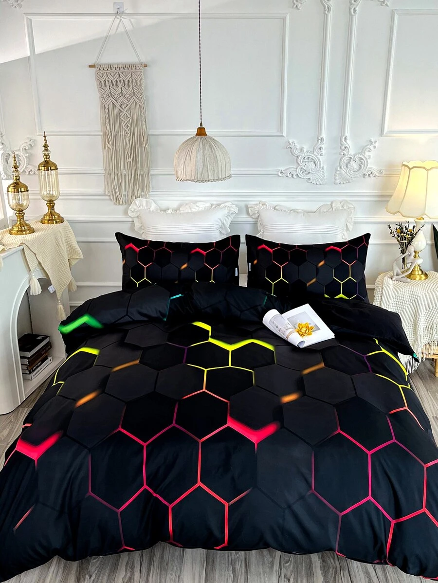 Geometric Pattern Duvet Cover Set Without Filler