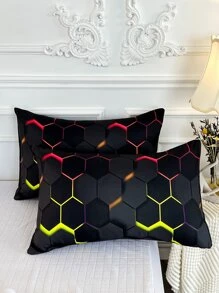 Geometric Pattern Duvet Cover Set Without Filler - Multicolor - View 7