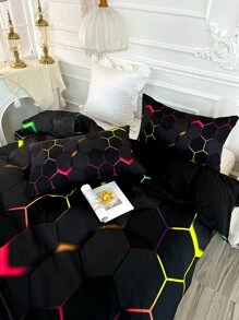 Geometric Pattern Duvet Cover Set Without Filler - Multicolor - View 8