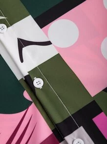 Manfinity RSRT Men 1pc Colour Block Tropical Print Shirt - Multicolor - View 4