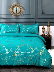 Metallic Marble Pattern Duvet Cover Set Without Filler - Multicolor - View 2