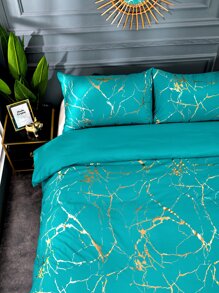 Metallic Marble Pattern Duvet Cover Set Without Filler - Multicolor - View 7