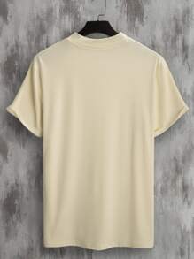 Manfinity Homme Men Bird & Letter Graphic Mock Neck Tee - Khaki - View 2