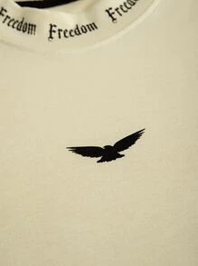 Manfinity Homme Men Bird & Letter Graphic Mock Neck Tee - Khaki - View 4