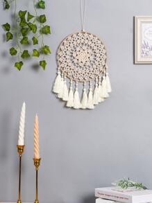1 pièce Décoration murale avec franges, suspension murale macramé en tissu tissé de style bohème, pour la décoration de la maison, de la pièce, du mur