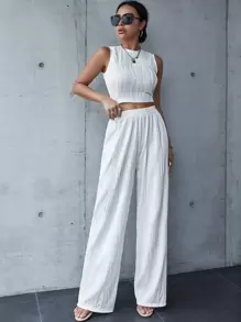 SHEIN Essnce Quần nữ màu trơn Giải trí - trắng - Xem 1