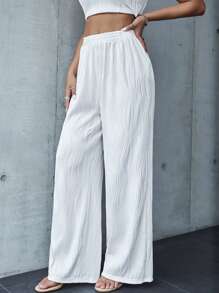 SHEIN Essnce Quần nữ màu trơn Giải trí - trắng - Xem 7