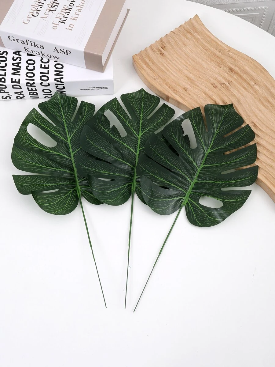 6 chiếc lá nhân tạo - màu xanh lá - Xem 1