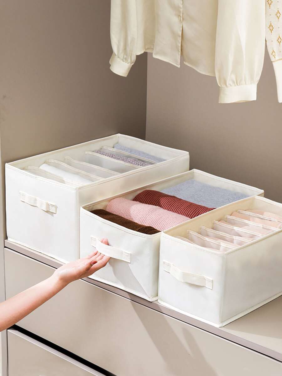 1pc Foldable Clothes Storage Box, Simple White Polyester Pants Storage Box For Bedroom Decorations Decor Festival Decor Room Decor Home Decor Decor Bedroom Decorbedroom,Organizer,Organiser,Home Storage,White T Shirt Women,Black Pants Women,Ladies Winter Clothes,Dress,Winter Clothes For Ladies,Elegant Woman Dresses,White Shirt For Ladies,Long Sleeve,White Jumpsuit For Women,Spring Dresses For Women,Spring Outfits For Women,Spring,Spring Clothes,Minimalist,Summer Tops - White - View 1