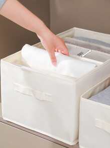 1pc Foldable Clothes Storage Box, Simple White Polyester Pants Storage Box For Bedroom Decorations Decor Festival Decor Room Decor Home Decor Decor Bedroom Decorbedroom,Organizer,Organiser,Home Storage,White T Shirt Women,Black Pants Women,Ladies Winter Clothes,Dress,Winter Clothes For Ladies,Elegant Woman Dresses,White Shirt For Ladies,Long Sleeve,White Jumpsuit For Women,Spring Dresses For Women,Spring Outfits For Women,Spring,Spring Clothes,Minimalist,Summer Tops - White - View 5