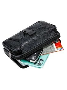 Mini bolsa de pecho con cierre de presión para hombre - Negro - Ver 4